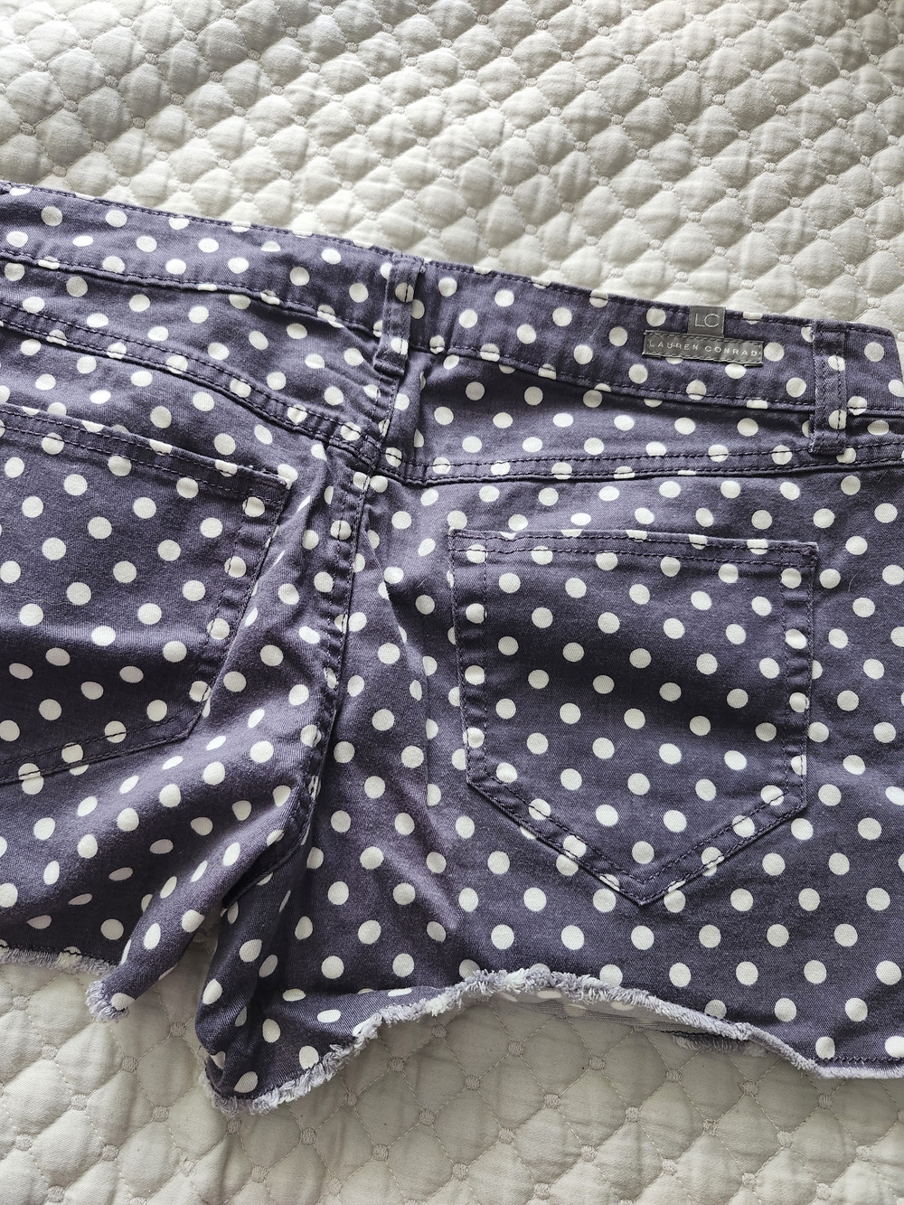 LC Lauren Conrad Navy Blue Polka Dot Jean Shorts